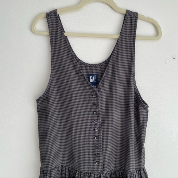 Vintage Gap houndstooth prarie dress preppy academia button front midi western - Picture 5 of 11